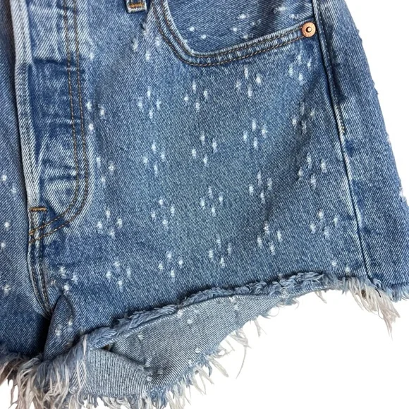 Levi’s Premium Denim Big E 501® High Rise Women’s Shorts In Dottie Blues Size 28 - Picture 7 of 14